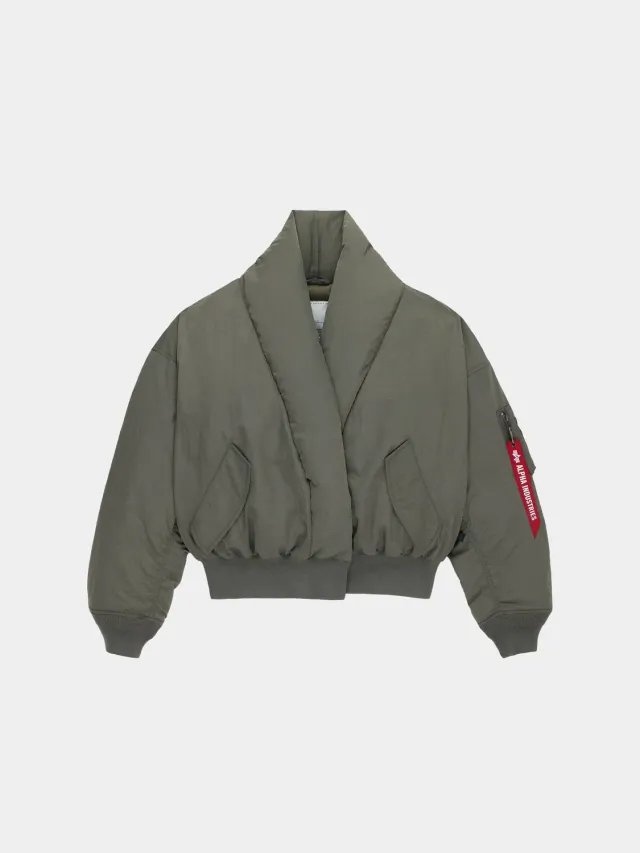Alpha Industries Shawl Collar geaca bomber dama gri puf