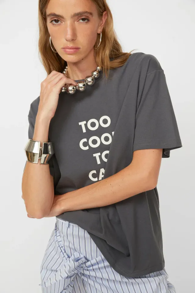 Isabelle Blanche tricou bumbac cement imprimeu M