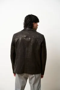 Mareus Jumbo 617 geacă piele bărbați negru crocodil