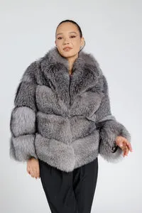 Mareus 384 haină vulpe argintie gri
