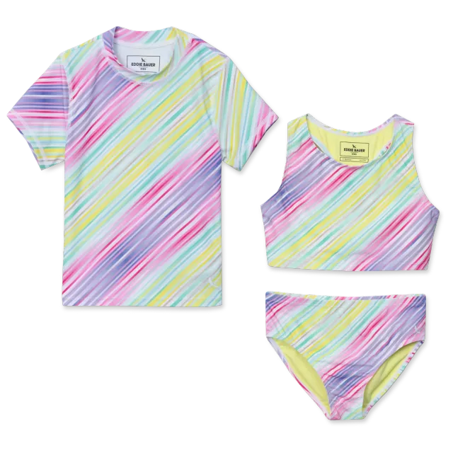 Eddie Bauer Sea Spray costum baie fete aqua 3 piese elastic