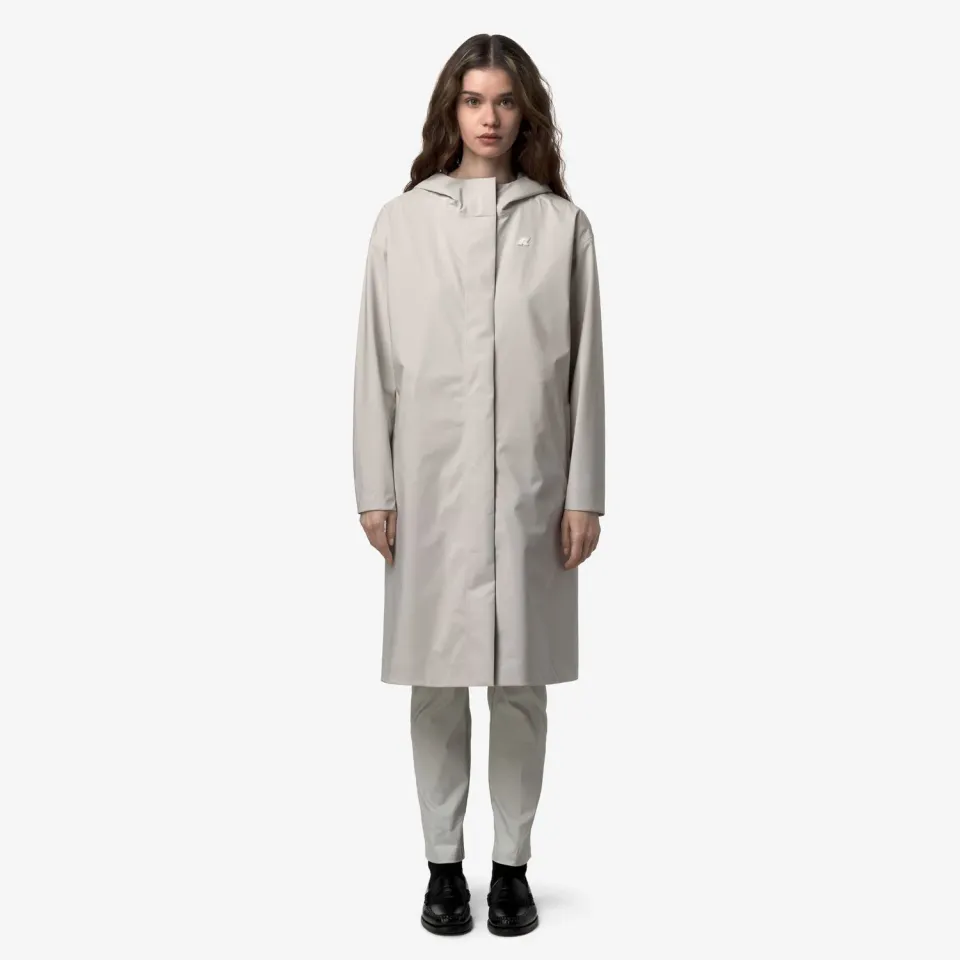 K-Way Tigrit Stretch 2L palton dama bej lung impermeabil