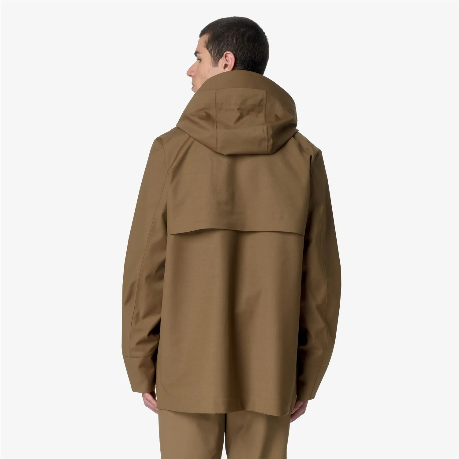 K-Way Erhal Tech Wool Blend palton maro lana impermeabil