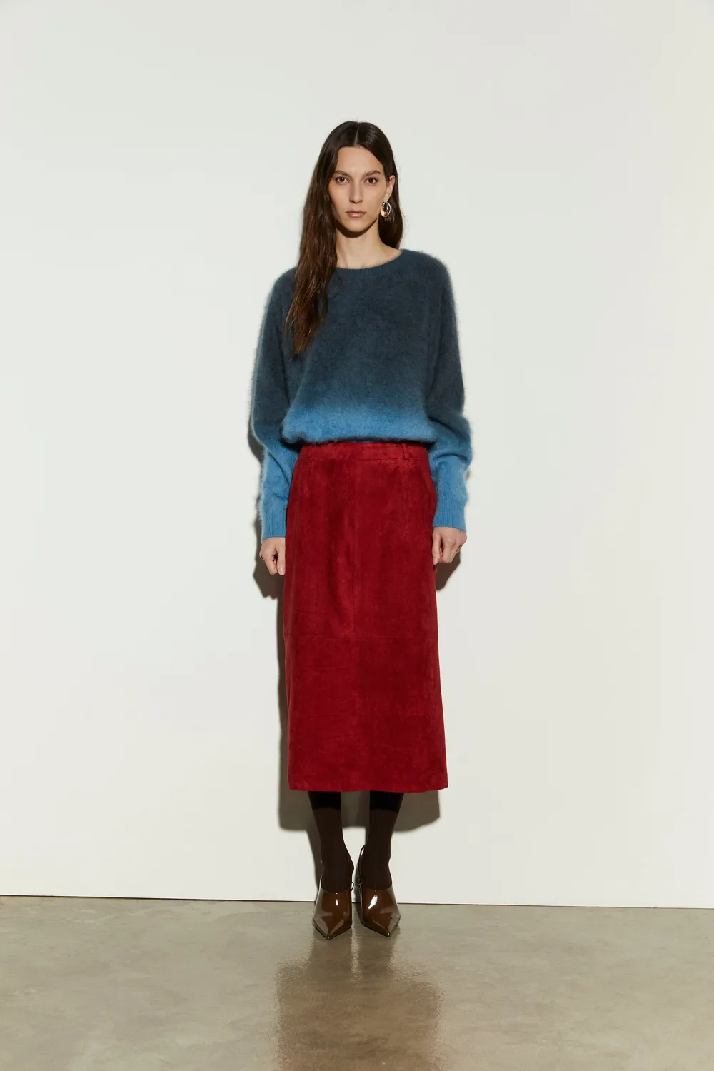 Isabelle Blanche Skirt fusta midi marsala M elastica