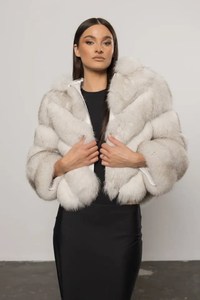 Mareus 402 haină blană vulpe polară albă 2in1