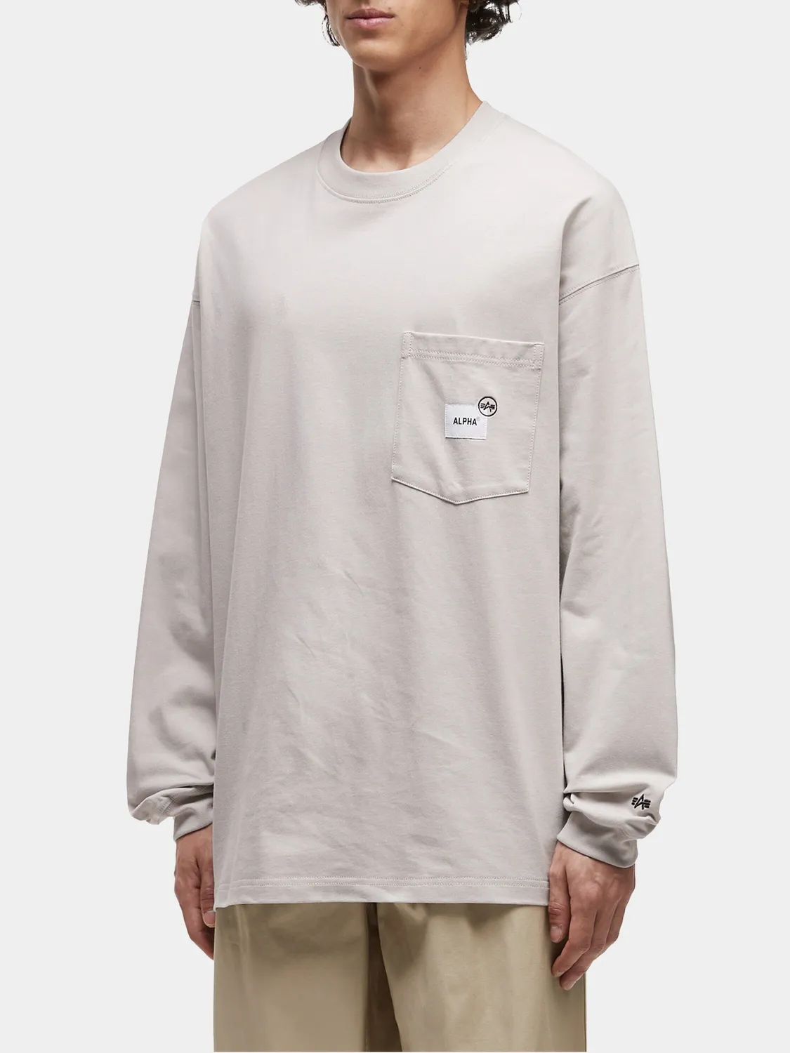 Alpha Industries UNFRM Pocket tricou maneca lunga ivory bumbac