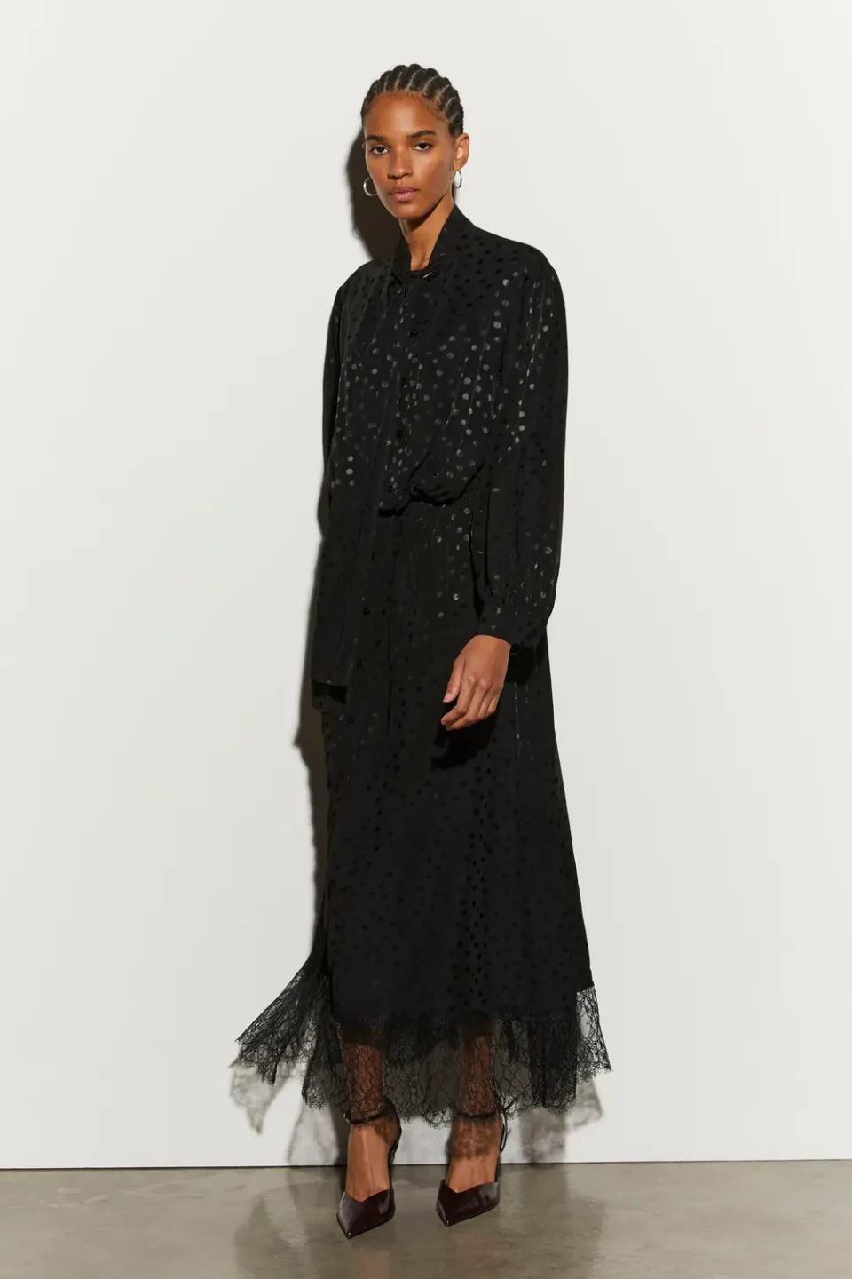 Isabelle Blanche rochie lunga neagra S buline