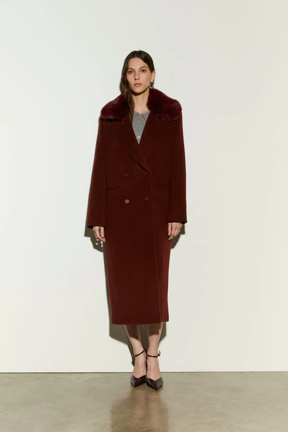 Isabelle Blanche palton burgundy M lana
