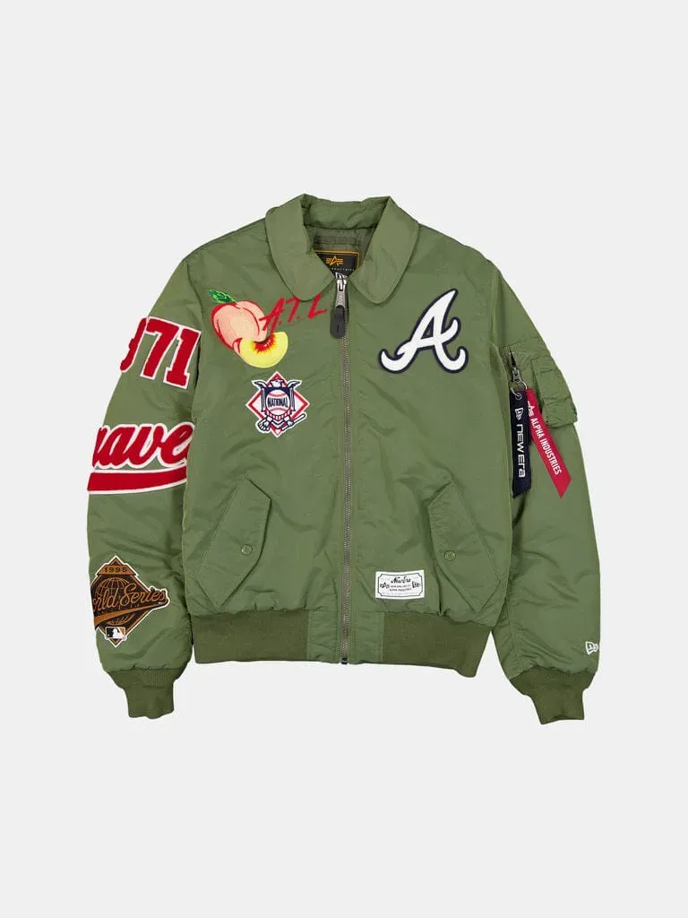 Alpha Industries MA-1 Atlanta Braves geaca verde cu guler