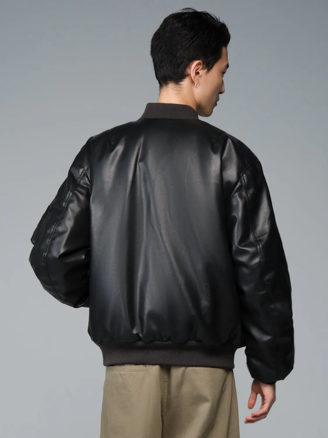 Alpha Industries MA-1 Faux Leather geacă bomber neagră