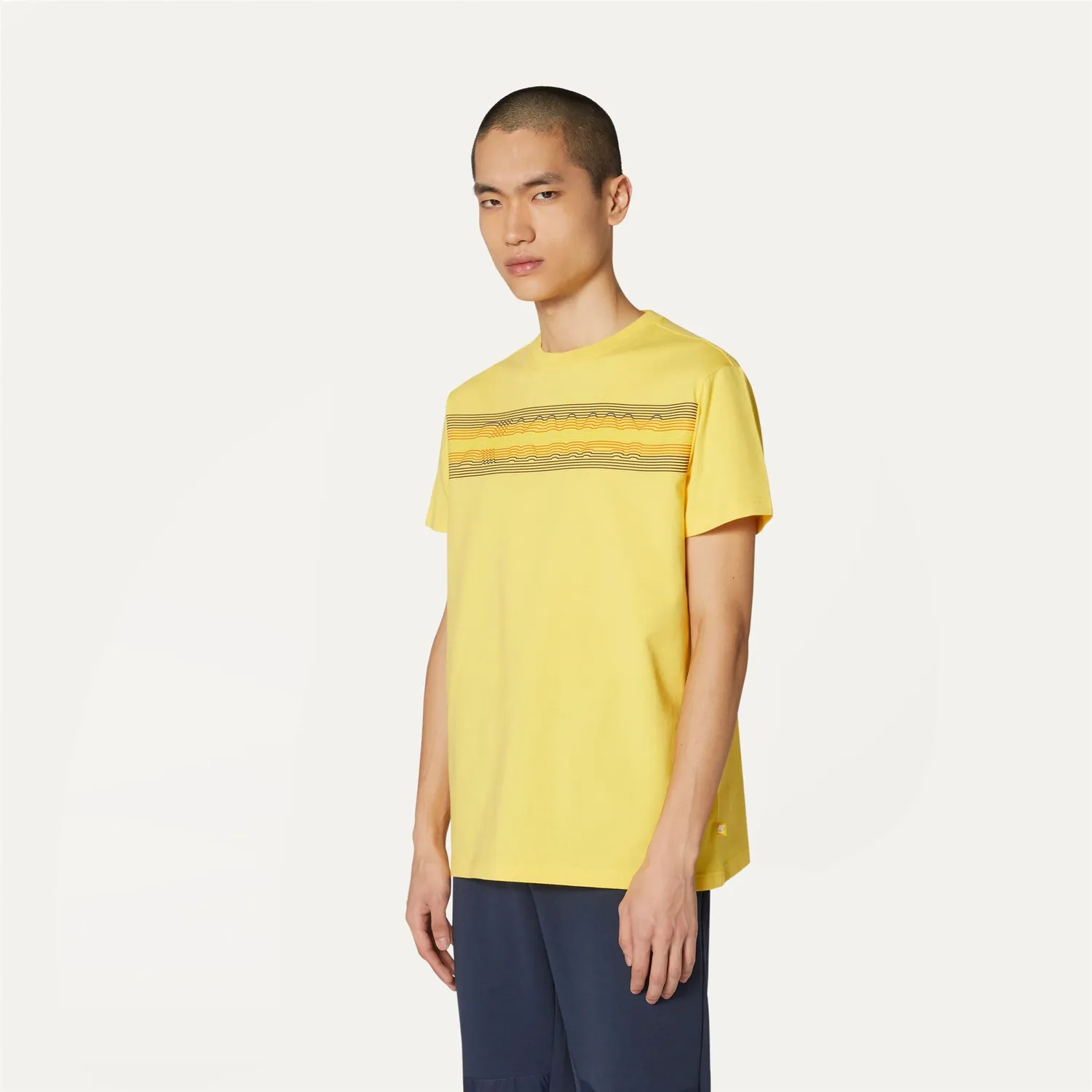 K-Way Acel K3121TW tricou bărbați galben slim bumbac