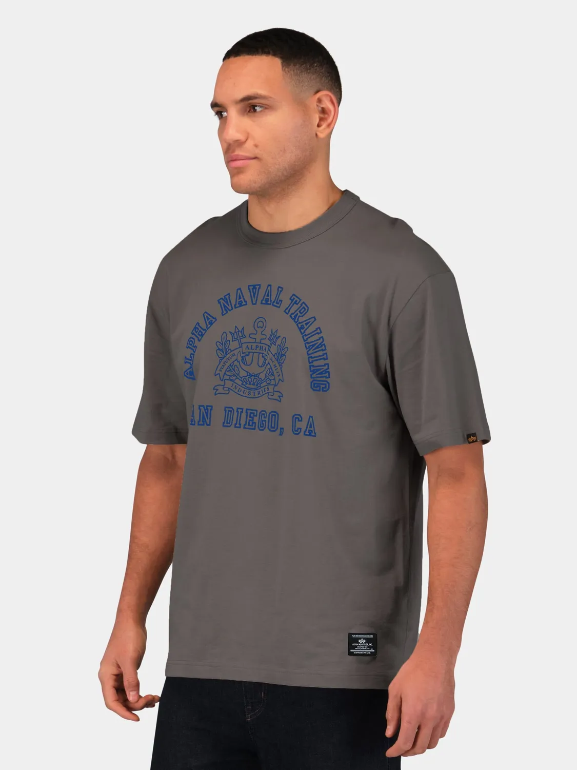 Alpha Industries Naval Base tricou bumbac gri relaxat