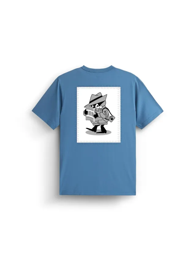 Alpha Industries News Patch tricou albastru bumbac