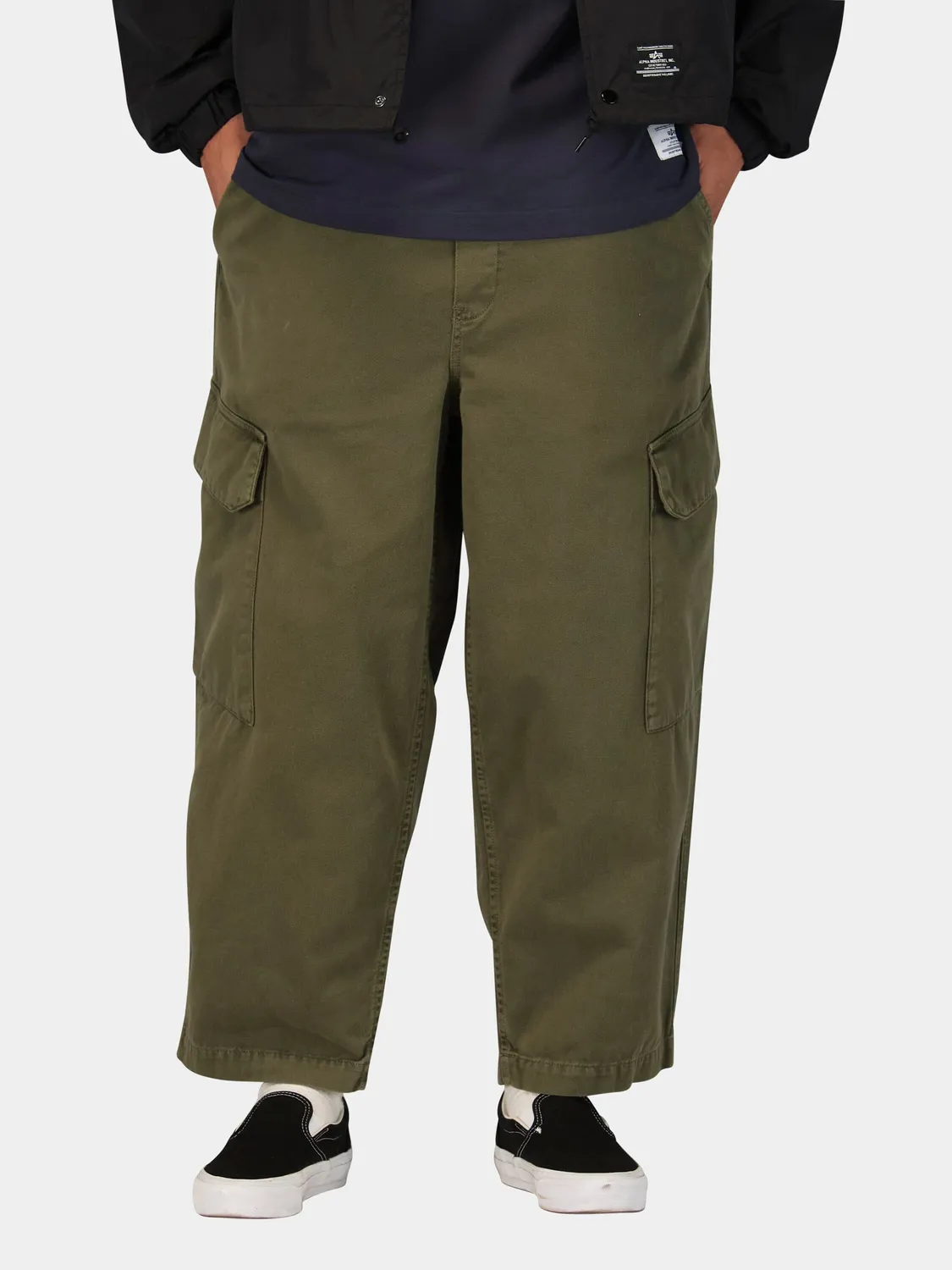 Alpha Industries Cargo Cotton pantaloni Black bumbac