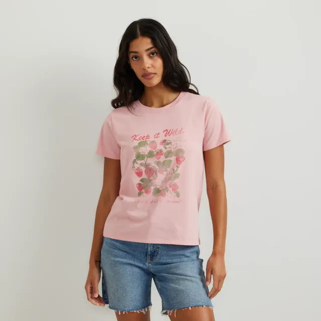 Eddie Bauer Berry tricou dama roz deschis grafic