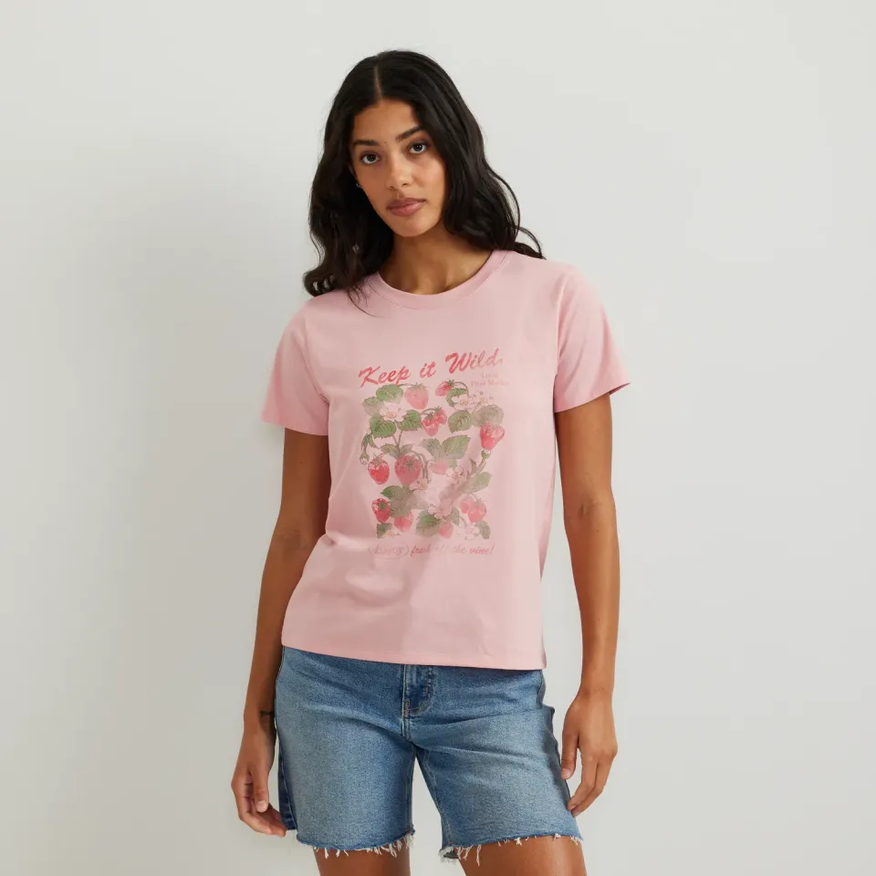 Eddie Bauer Berry tricou dama roz deschis grafic