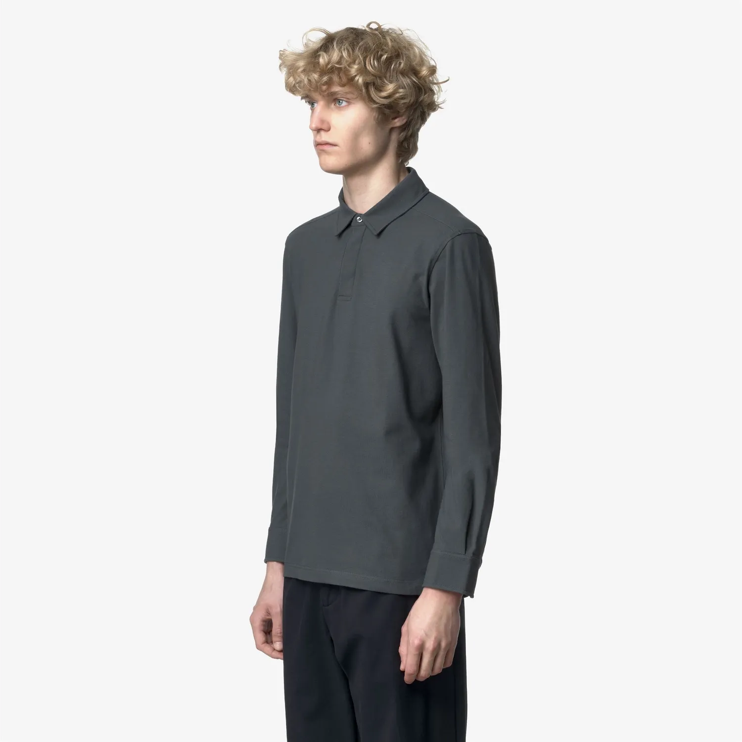 K-Way Tibere Ice Cotton polo barbati gri maneca lunga