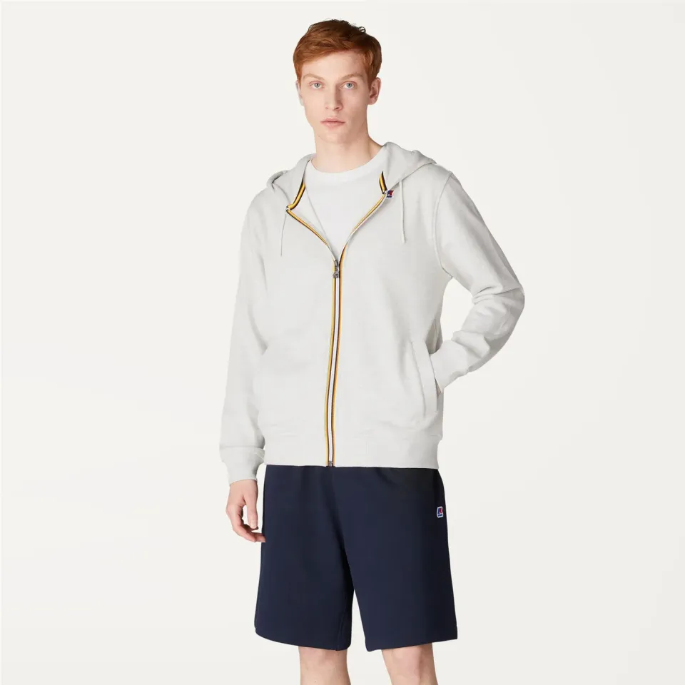 K-Way Anthony hanorac fleece barbati alb melange cu gluga