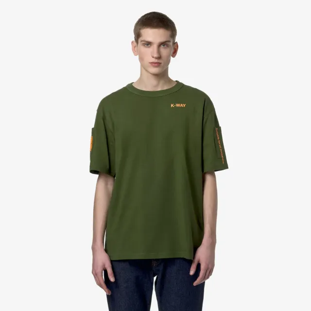 K-Way Fantome Sleeve Pocket tricou verde XS bumbac gros