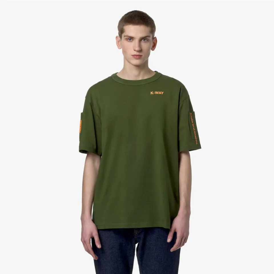 K-Way Fantome Sleeve Pocket tricou verde XS bumbac gros
