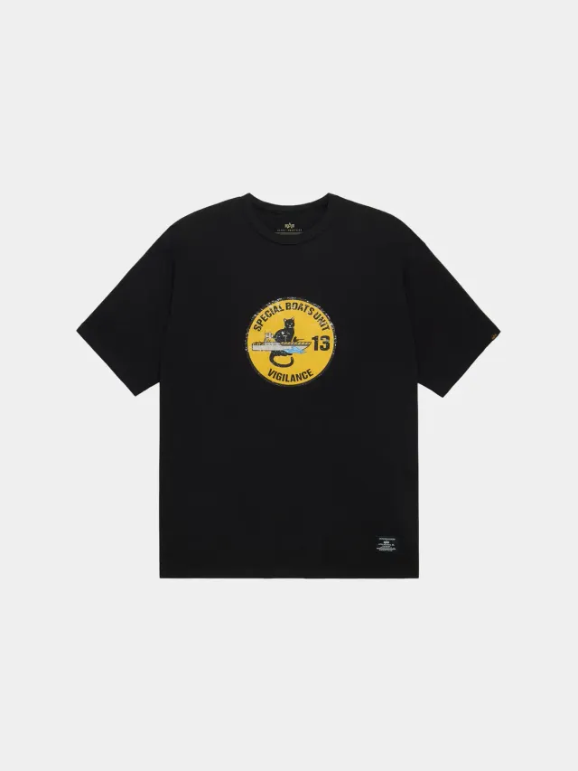 Alpha Industries Relaxed Black Cat tricou negru bumbac