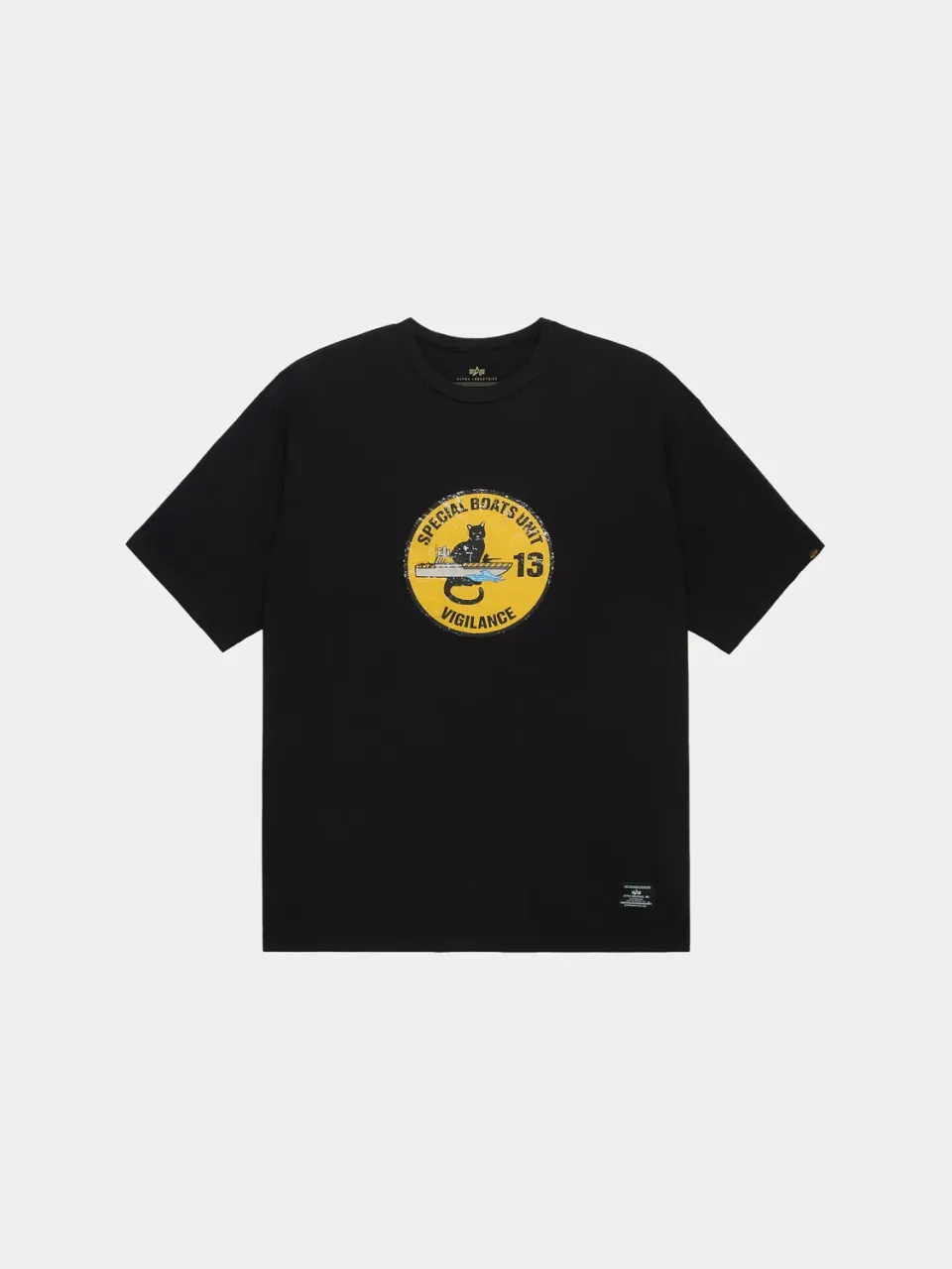 Alpha Industries Relaxed Black Cat tricou negru bumbac