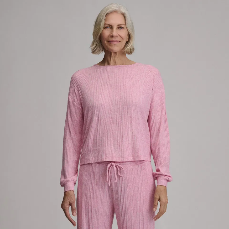 Eddie Bauer Cozy Rib Crew bluză gri deschis caldă
