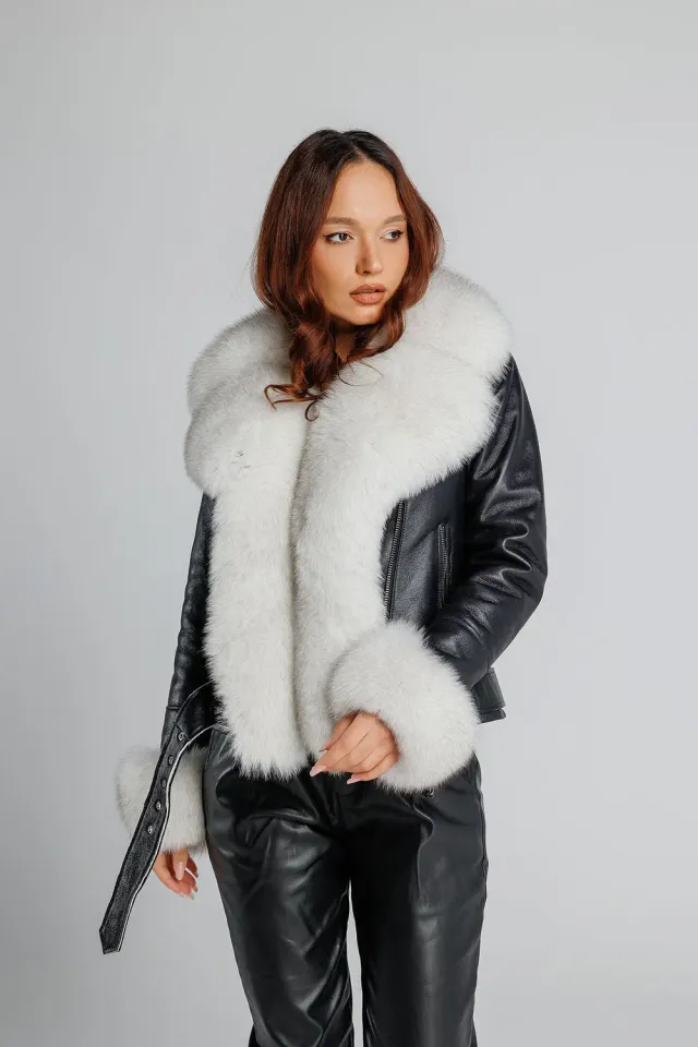 Mareus Diamond 703 cojoc dama piele blana vulpe alb