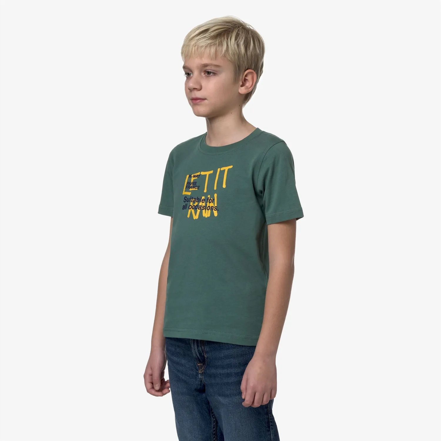K-Way Odom Let It Rain tricou copii verde bumbac