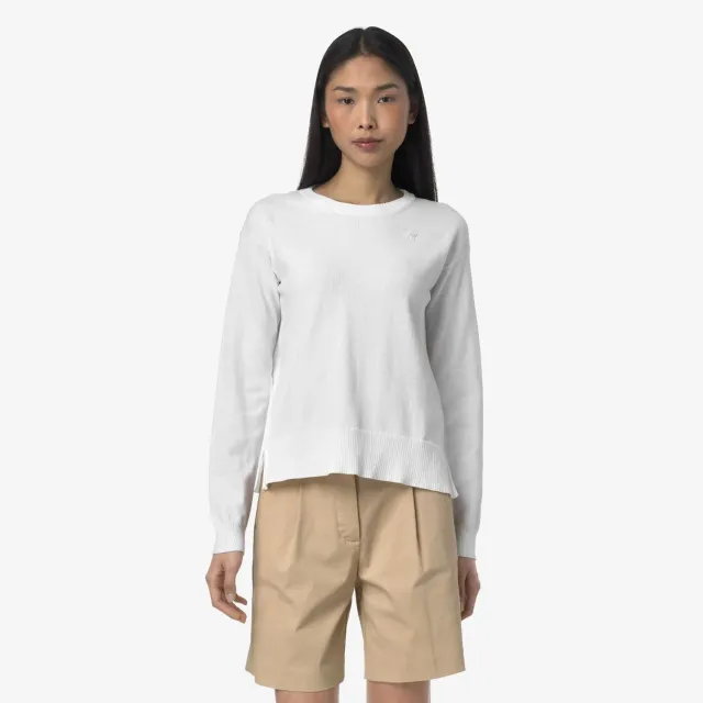 K-Way Domitine Cotton pulover dama alb bumbac mako