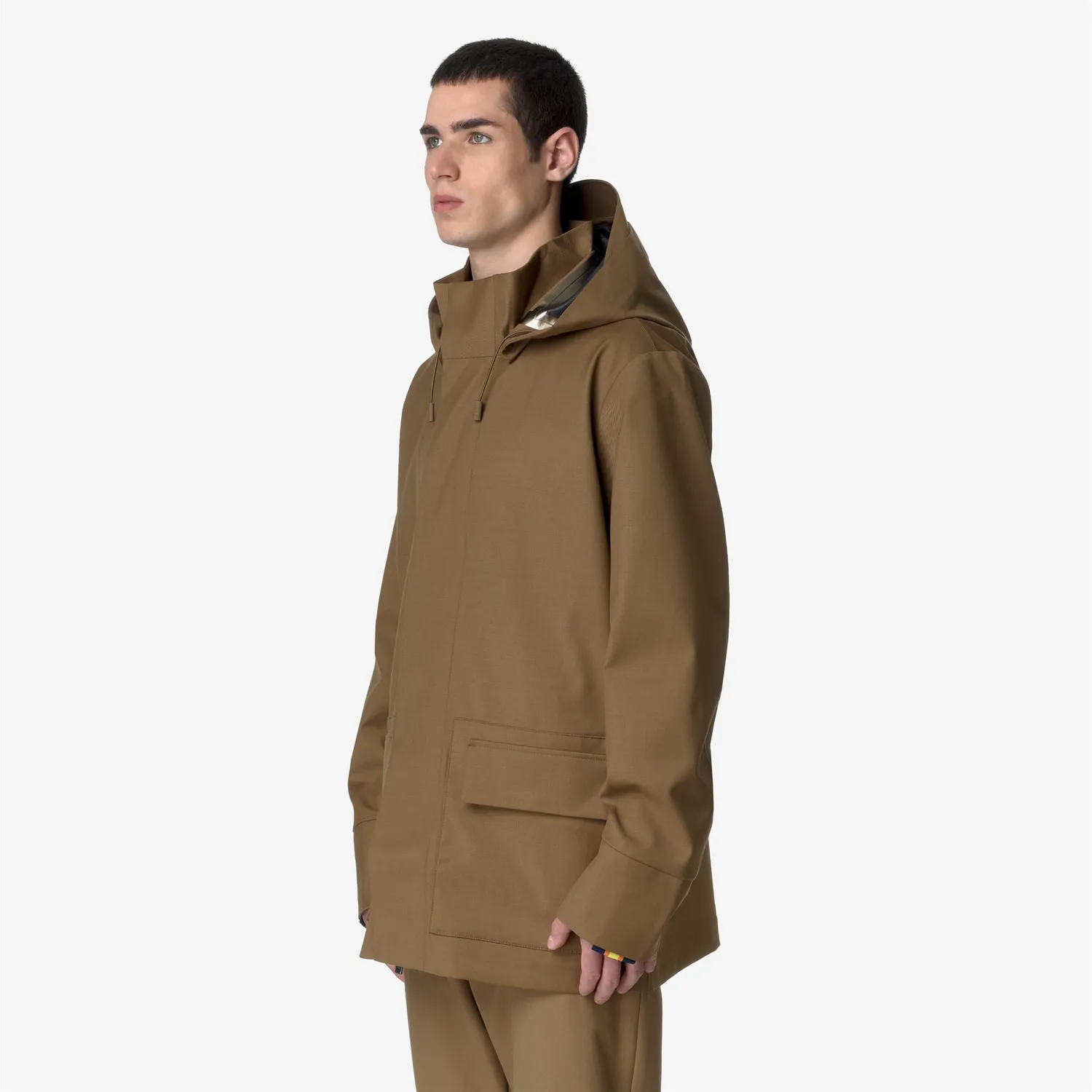 K-Way Erhal Tech Wool Blend palton maro lana impermeabil