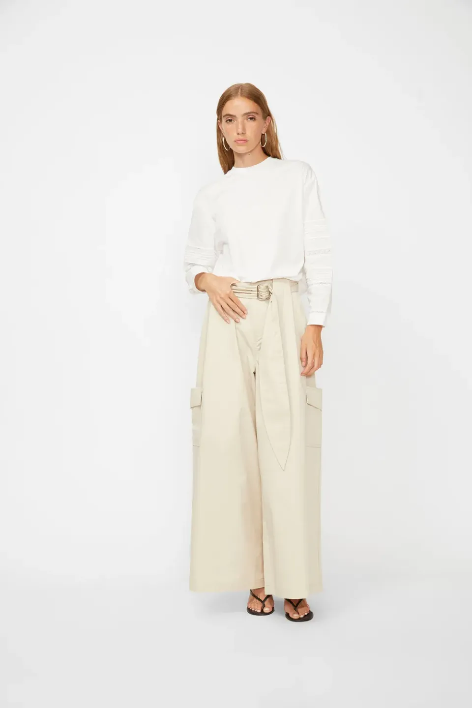 Isabelle Blanche pantaloni cargo ivory bumbac S