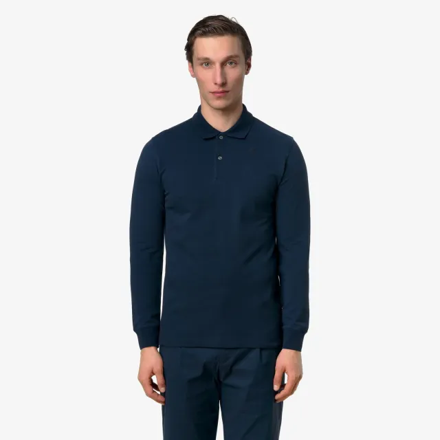 K-Way Monju Pique Slim polo barbati albastru maneca lunga