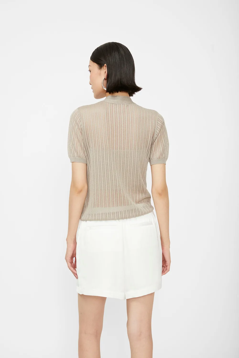 Isabelle Blanche top polo taupe Tencel 100% S