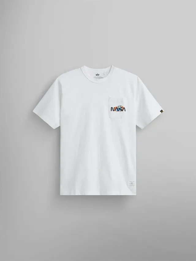 Alpha Industries NASA Essential Pocket Tee tricou alb bumbac