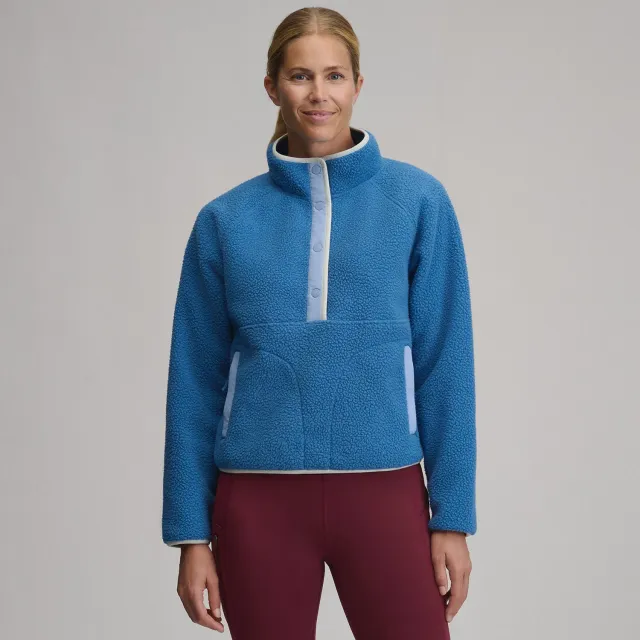 Eddie Bauer Plush Fleece Snap-Mock bluza roz calduroasa