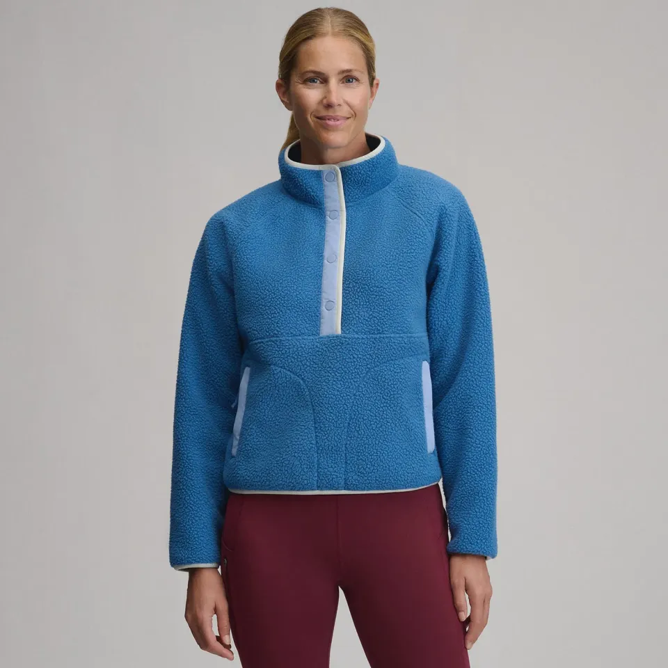 Eddie Bauer Plush Fleece Snap-Mock bluza roz calduroasa