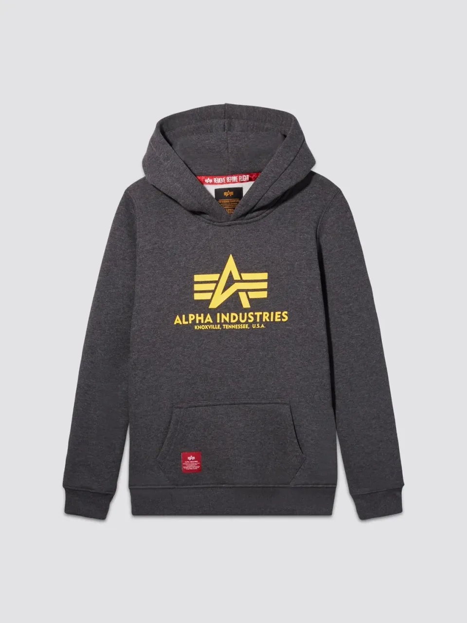 Alpha Industries Youth Basic Hoodie hanorac gri charcoal bumbac