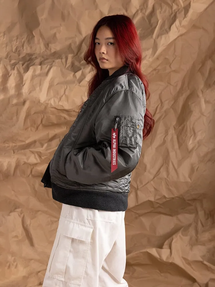 Alpha Industries MA-1 Shirring palton bomber gri matlasat