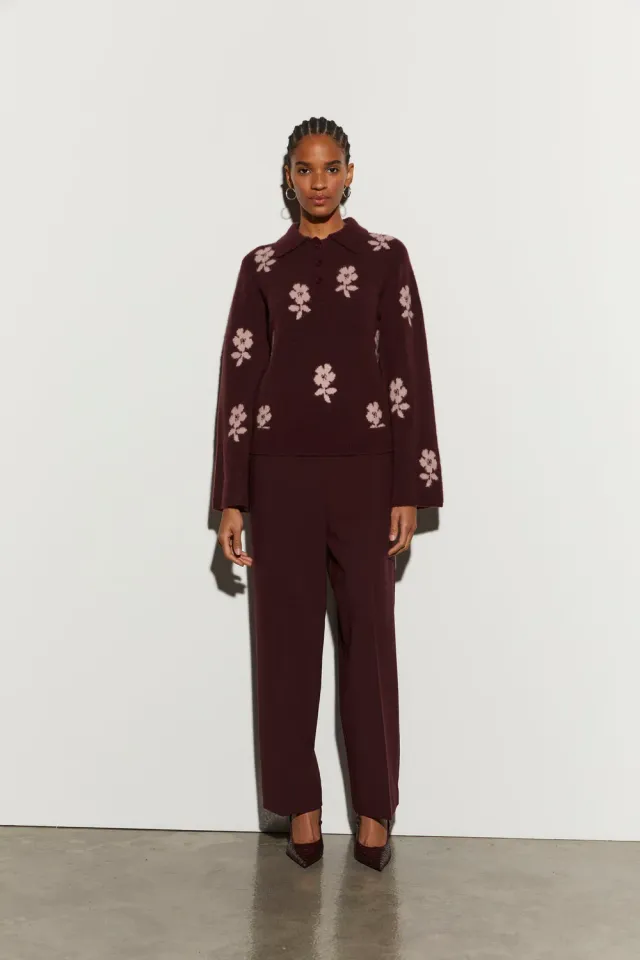 Isabelle Blanche camasa polo jacquard burgundy M