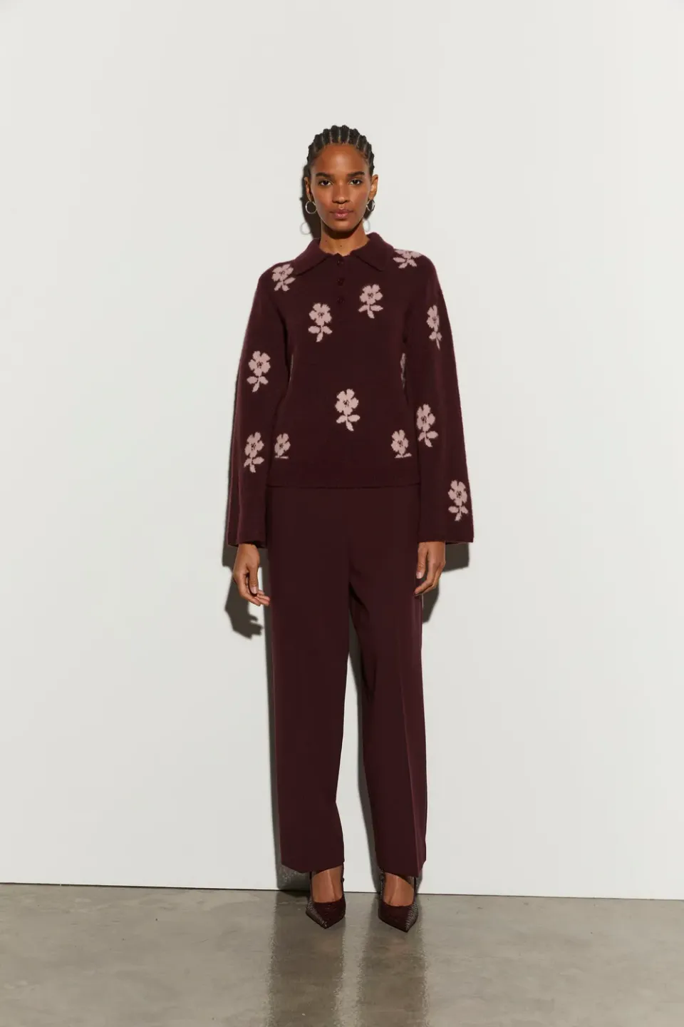 Isabelle Blanche camasa polo jacquard burgundy M