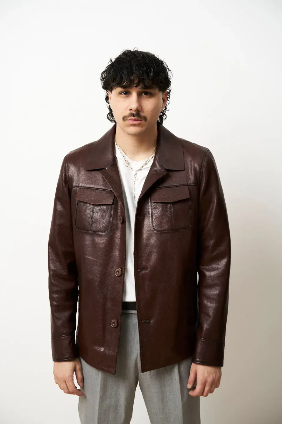 Mareus 618 geaca piele barbati cognac brown