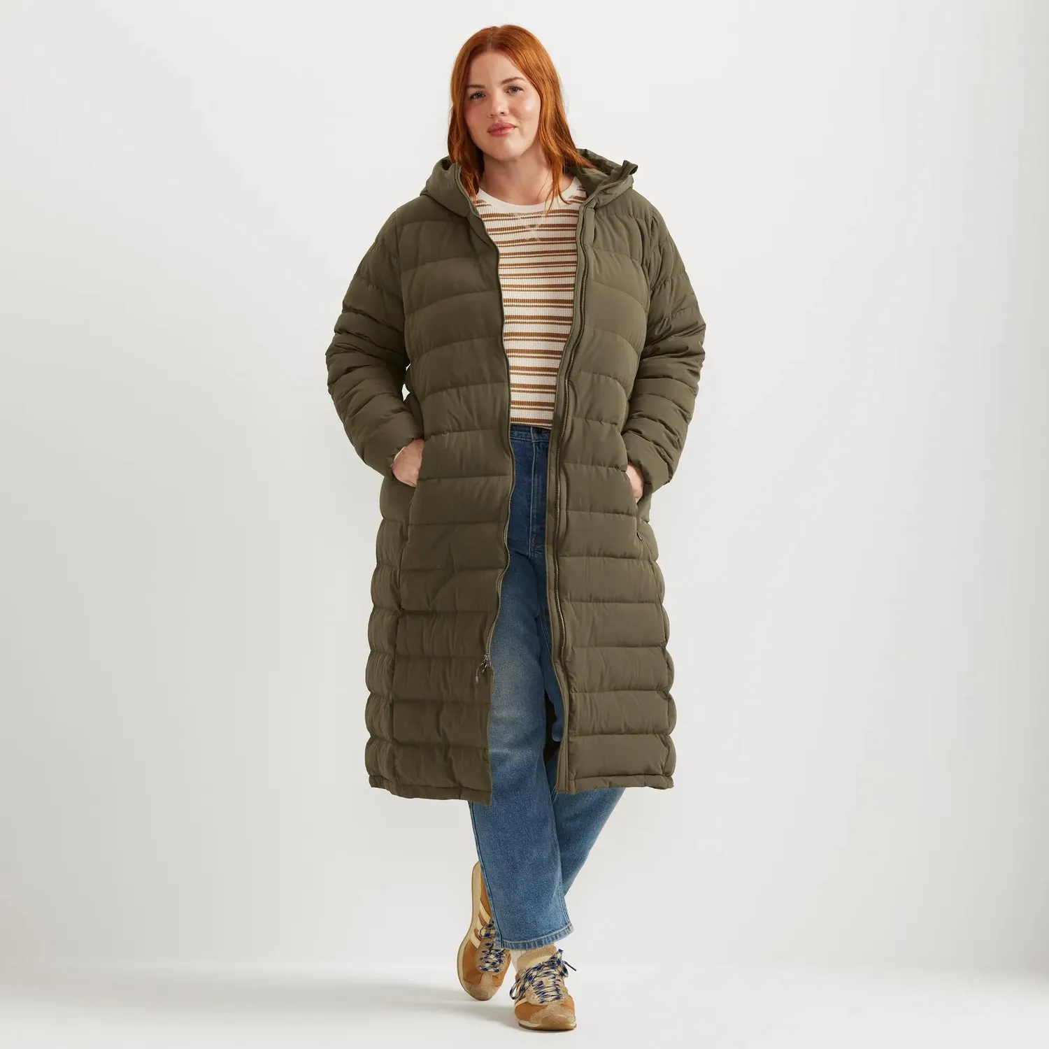 Eddie Bauer EB Stretch Down palton puf dama negru lung