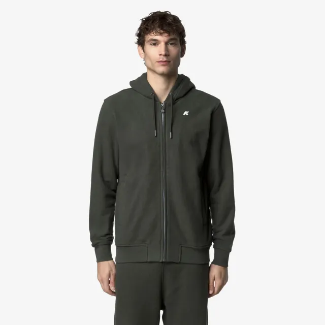 K-Way Anthony Heavy Fleece jachetă verde cu glugă