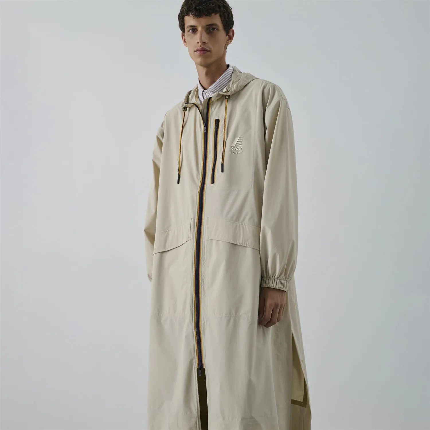 K-Way Pradel trench dama gri supradimensionat impermeabil