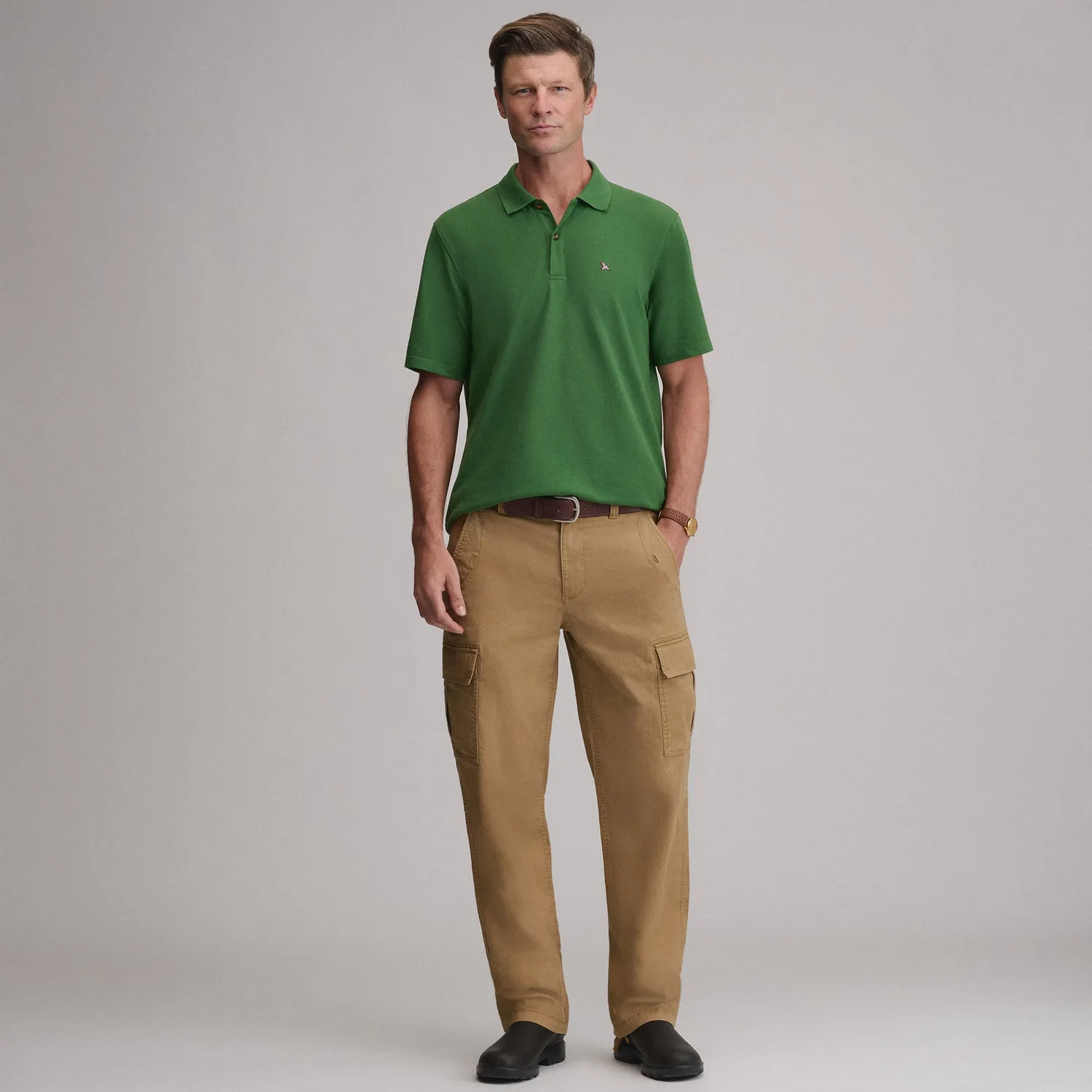 Eddie Bauer Signature Piqué tricou polo bărbați Blue Fog