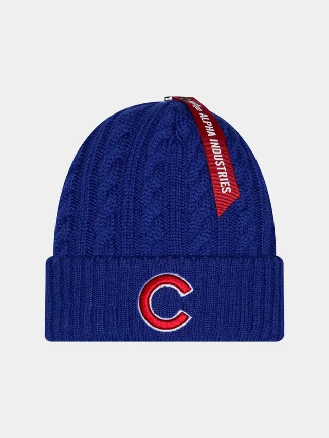 Alpha Industries Chicago Cubs X New Era Cable Knit caciula light royal lana