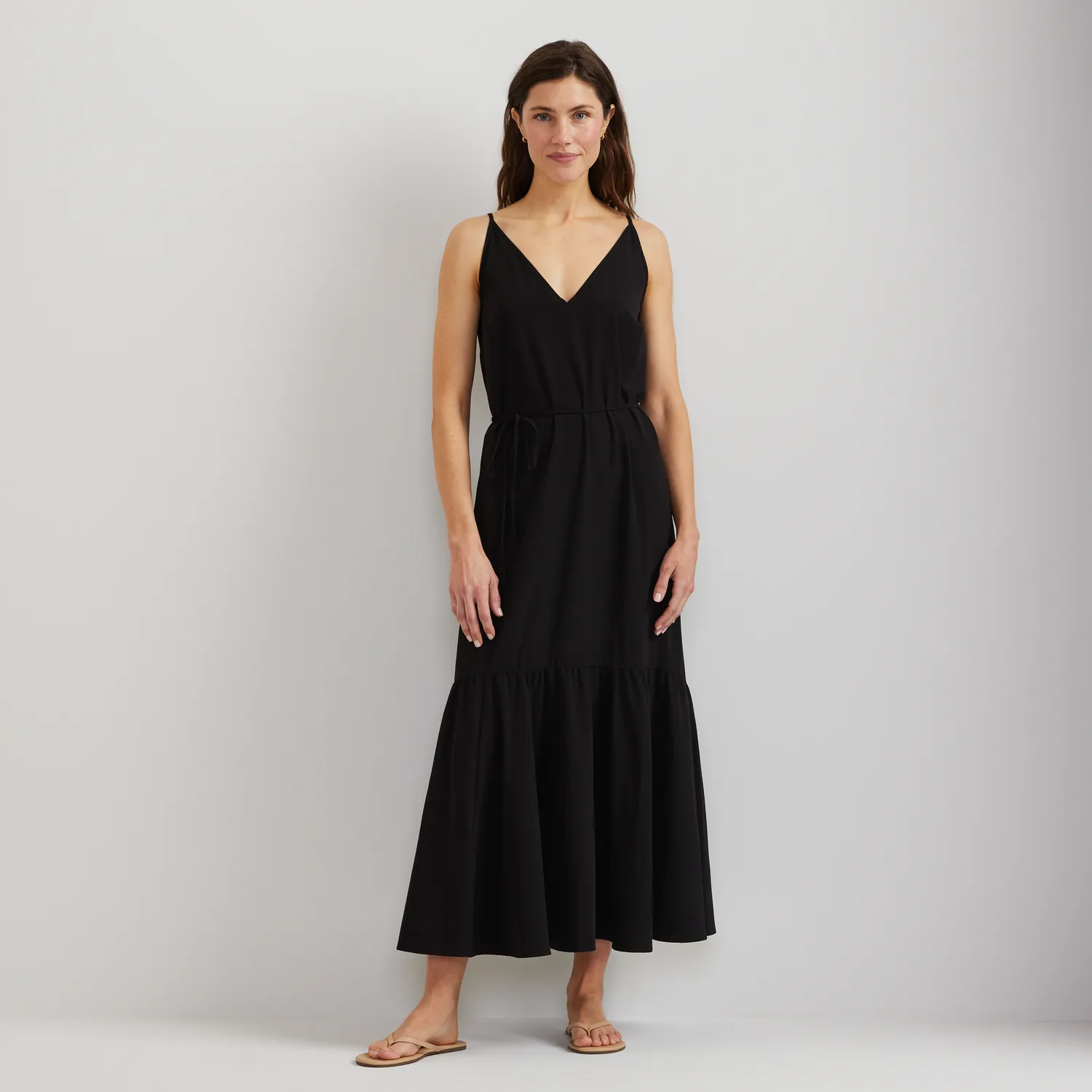 Eddie Bauer Rio Textured Tiered Midi rochie Sage seersucker