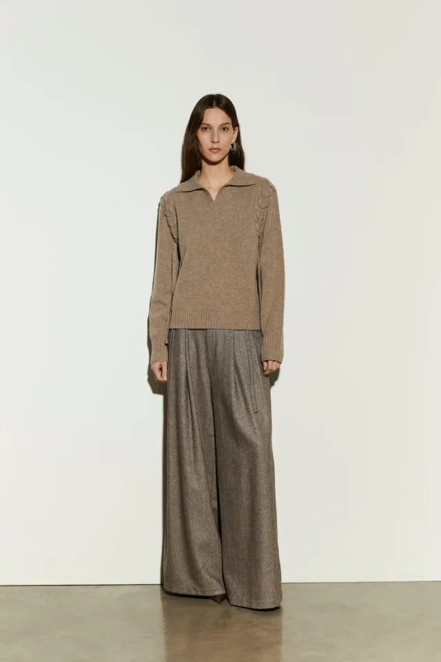 Isabelle Blanche polo tricotat oatmeal M lână