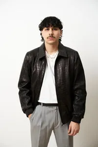 Mareus Obsidian Croc 616 geaca piele bomber negru croco